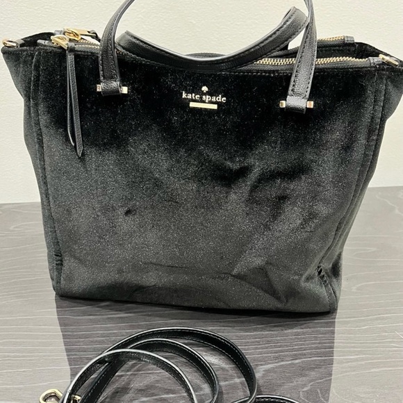 KATE SPADE Kona velvet shoulder bag medium black - Picture 1 of 5
